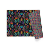 30" x 10' Holiday Wrapping Paper | Jewel Toned Ornaments Metallic Accent on Black