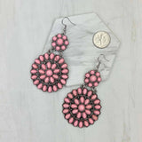 Silver metal with blue turquoise stone flower concho Earrings