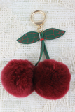 Genuine Rabbit Fur Cherry Bag Charm – Plush Bag Accent