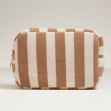 Striped Terry Fabric Travel Pouch: Beige