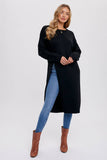 HIGH SLIT LONGLINE PULLOVER: Black