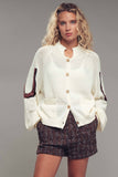 Western Horse Intarsia Cardigan: IVORY