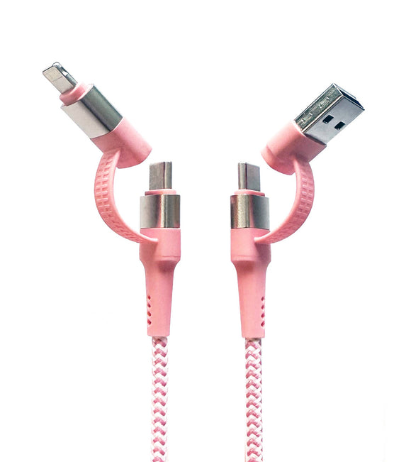 Two Faced 6' Woven Cable: Pink