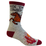 Men's Ride Em Cowboy Socks Horse Cool Saying Guys: Mens (9-11) / Grey