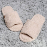 Open Toe Solid Luxury Soft Home Slippers: Beige / S/M