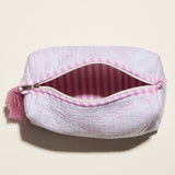 Pink Quilted Seashell Cosmetic Pouch – Zipper Makeup Bag with Tassel: Pink