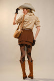 Embroidered Scallop Collar Puff Sleeve Top: TAUPE