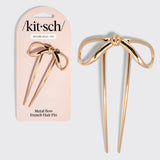 Kitsch - Mini Metal Bow French Hair Pin - Gold