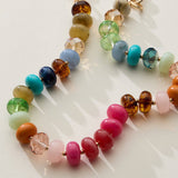 Mixed Bead Bag Keychain with Gold Clasps: Multi Color