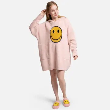 Hooded Happy Face Snuggie with Pocket: ONE SIZE