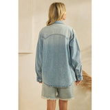 Denim Jacket with Horse Embroidery: Medium Wash