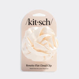 Satin Rosette Medium Flat Cloud Clip - Cream