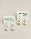 Hammered Teardrop & Freshwater Pearl Dangle Earrings: Silver
