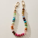 Mixed Bead Bag Keychain with Gold Clasps: Multi Color