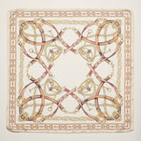 Classic Equestrian Chain Square Scarf – White