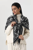 Women Paisley Print Tassel Triangle Scarf Warm Shawl Wrap: Black