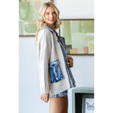 Knit Body Denim Layerd Jacket: Cream