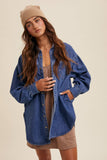 Heart Detail Oversized Denim Shirt: Light Denim