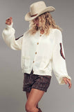 Western Horse Intarsia Cardigan: IVORY