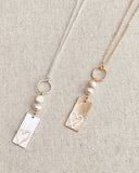 Two Tone Gold & Silver Pearl Heart Tag Necklace: Silver