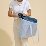 Luxe Terry Irregular Grid Pattern Tote Bag