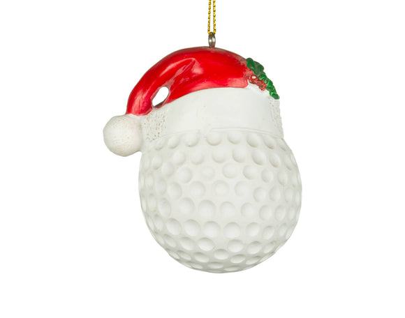Golf Ball w/Santa Hat Ornament