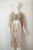 Contrast Mesh Cotton Lace Longline Kimono 🎀: Mocha