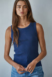 Knit Cotton Ribbed Round Neck Sleeveless Tank Top: Taupe