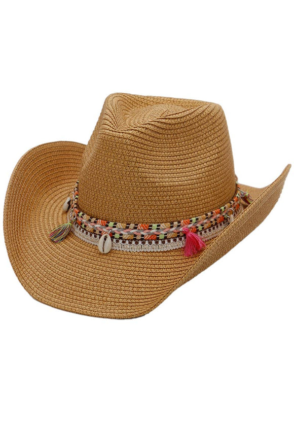 Pink Deco Coastal Cowgirl  Cowboy Hat: Tan