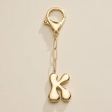 Bubble Letter Initial Keychain – Gold