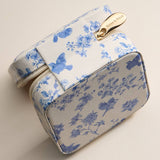Blue Floral & bird Print Travel Jewelry Box