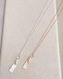 Two Tone Gold & Silver Pearl Heart Tag Necklace: Yellow Gold