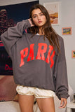 'PARIS' Graphic French Terry Oversize Top: CHARCOAL