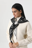 Paisley Knit Triangle Scarf Winter Head Wrap: Black