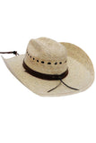 Ranch Open Weave Palm Straw Cowboy Hat: Beige