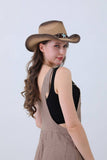 Classic Western Cowboy Hat with Star Accent: Brown