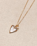Mother of Pearl Rhinestone Heart Outline Necklace