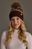 Panache - Brown, Mocha & Lt. Taupe Patterned Pom Hat