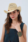 Woven Brim Cowboy Hat: Textured Western Hat: Mocha