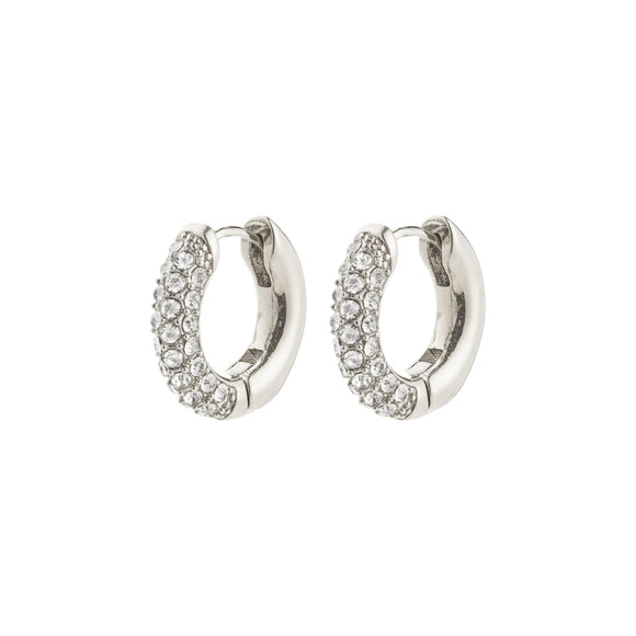 Pilgrim - TATUM recycled small crystals hoop earrings 14 mm