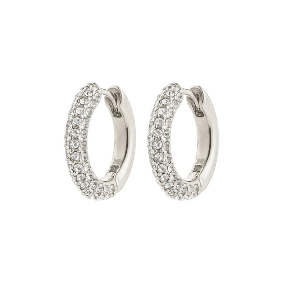 Pilgrim - TATUM recycled medium crystals hoop earrings 18 mm