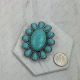 Silver metal with blue turquoise stone oval wild slide