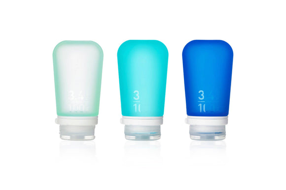 GoToob+ 3-Pack Refillable Silicone Travel Bottles: Large 3.4 fl oz / 100 ml