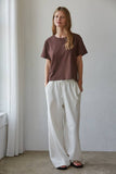 Knit Cotton Crew Neck Short Sleeve T-shirt Top: Brownies