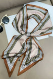 Leto - Vintage Geometric Border Pointed Satin Scarf For Women: Mocha