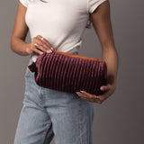 Panache - Purple & Orange Velvet Ribbed Travel Pouch