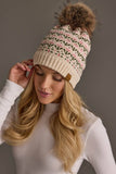 Panache - Cream & Pink Floral Pattern Pom Hat