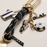 Soccer Charm Keychain with Black & White Enamel Charms