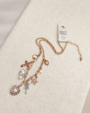 Gold Heart & Star Charm Necklace with Pearl