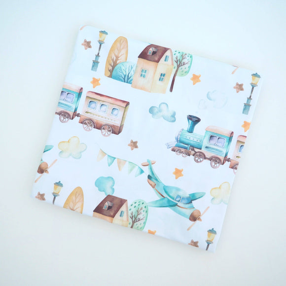 Buttery Soft and Stretchy Swaddle Blanket - Airplane & Train